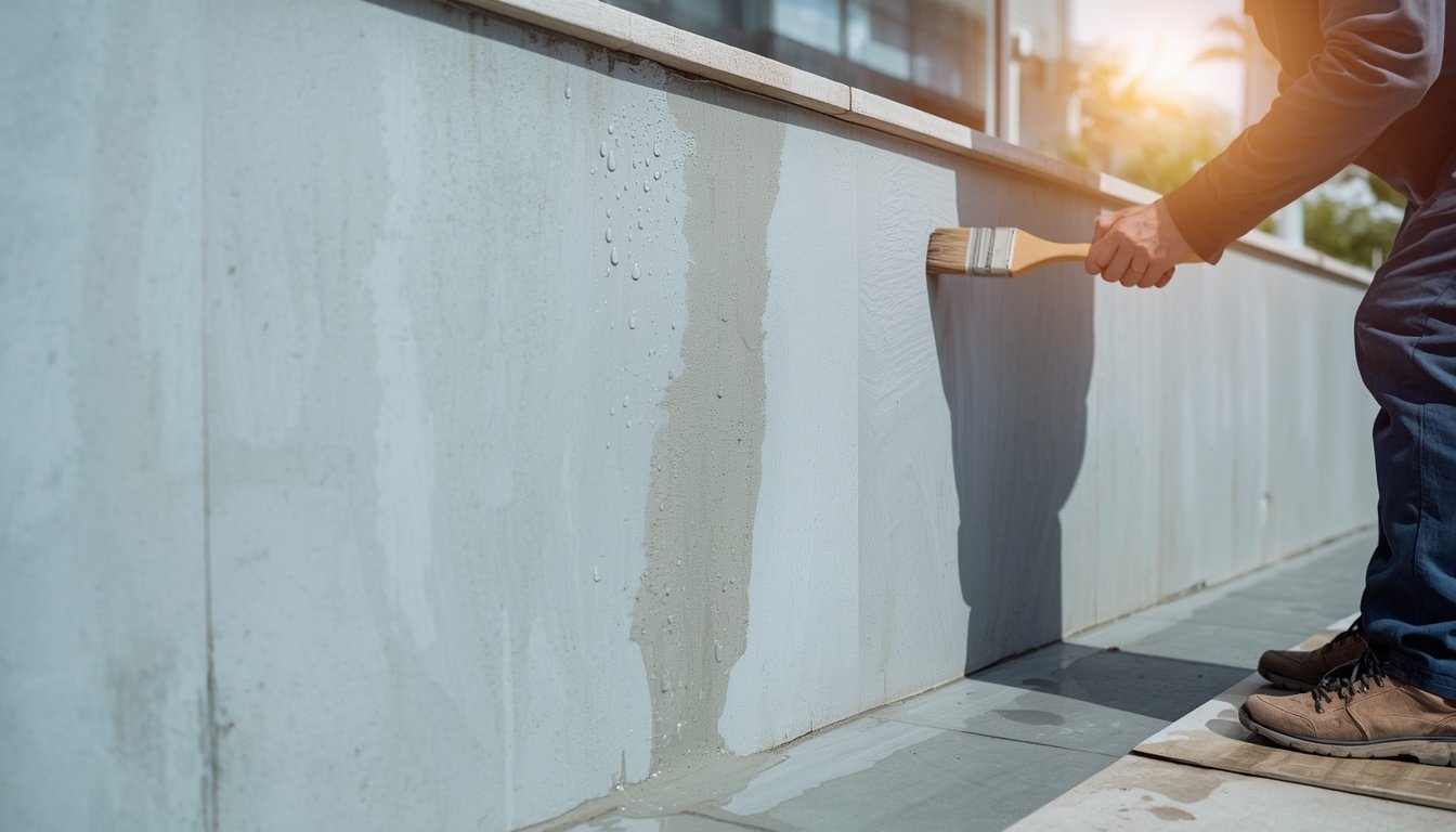 lucid-origin_Professional_waterproofing_repair_scene_Malay_homeowner_standing_beside_retainin-0